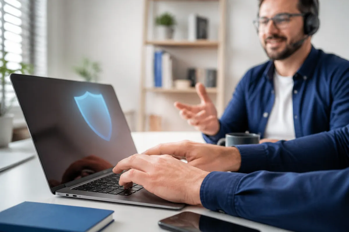 Cliente acompanhando um atendimento remoto seguro